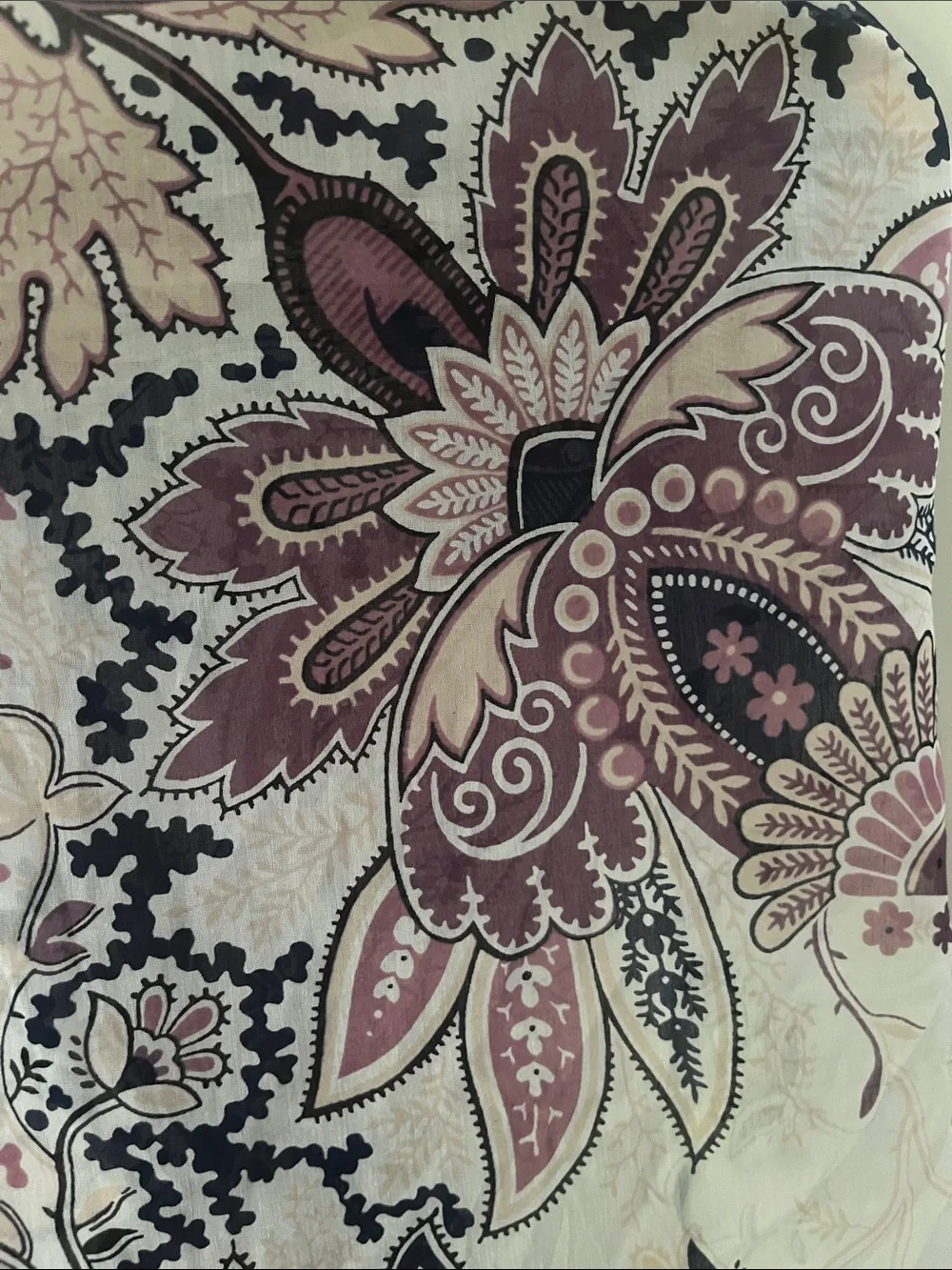 Floral Paisley Silk, cotton blend Scarf Dusty Rose & Navy with tassels 41”x41” - Picture 3 of 6
